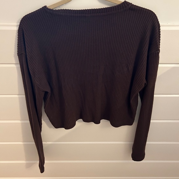 The Group Babaton Chocolate Brown Ribbed Long Sleeve - Picture 3 of 3